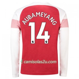 Camisolas de futebol Arsenal Aubameyang 14 Equipamento Principal 2018/19 Manga Comprida
